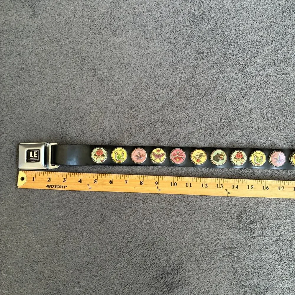 Little Earth Black Vintage Streetwear Buckle Soda Cap Belt Clasp Stamped Opener